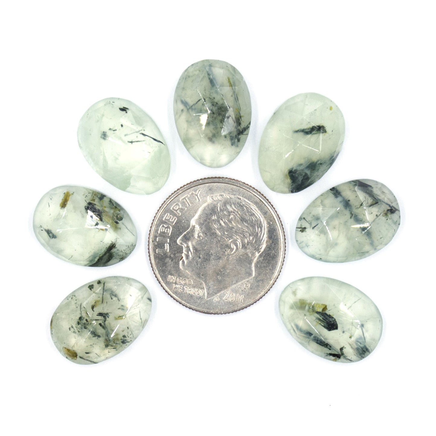 Tourmalinated Prehnite Rosecuts