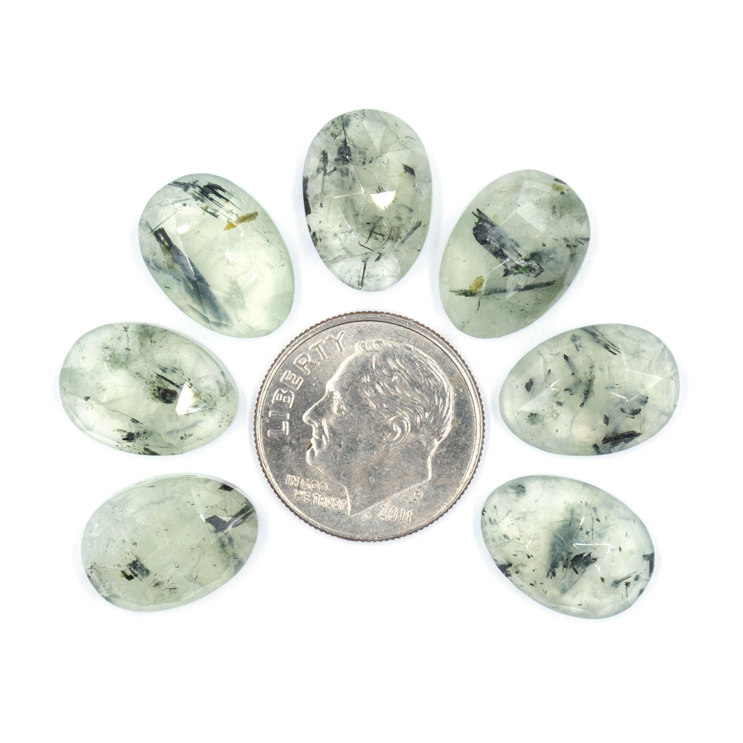 Tourmalinated Prehnite Rosecuts