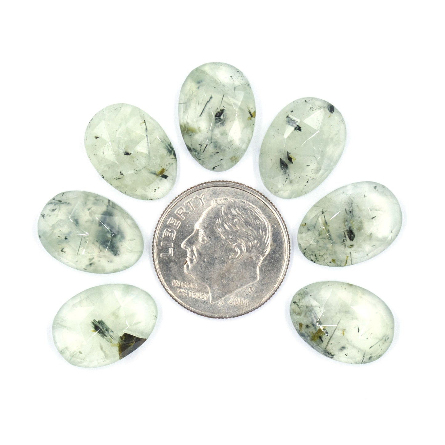 Tourmalinated Prehnite Rosecuts