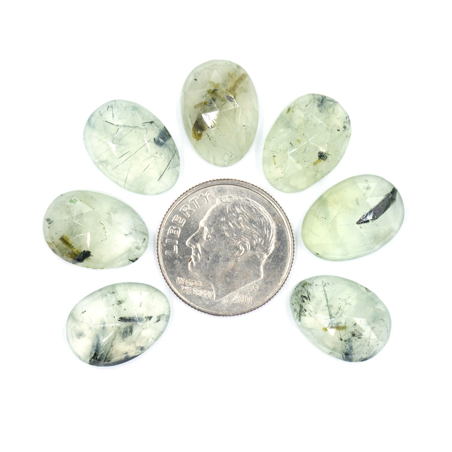 Tourmalinated Prehnite Rosecuts