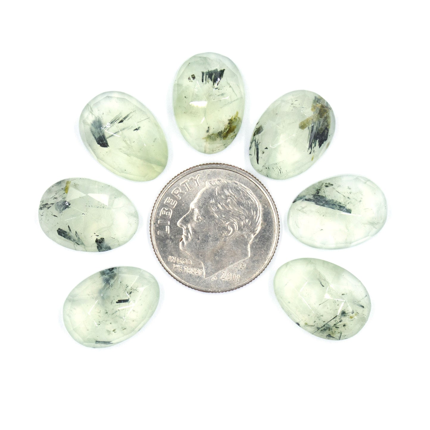 Tourmalinated Prehnite Rosecuts